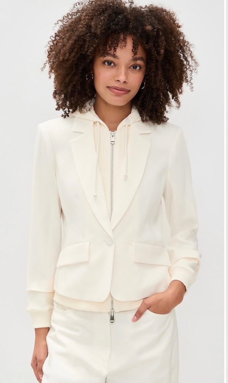 Cinq a Sept Le Petit Khloe Zip-Up Blazer Ivory Size 12 (NWOT)